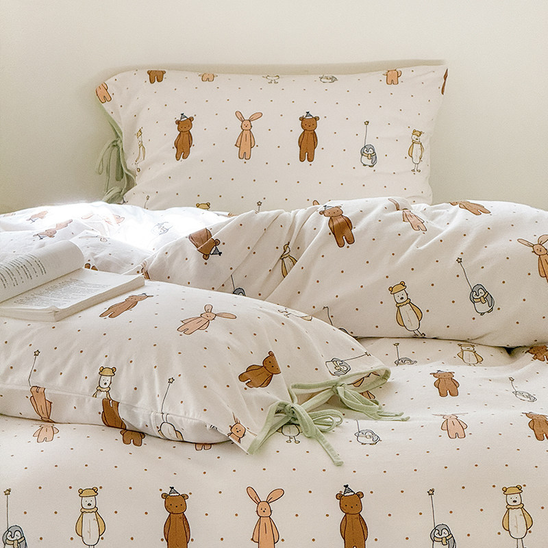 简庭卡通系带款A类全棉针织棉四件套 裸睡超柔纯棉天竺棉儿童床品,床上用品,床品套件/四件套/多件套,淘宝优惠券,粉丝福利购,淘宝优惠卷