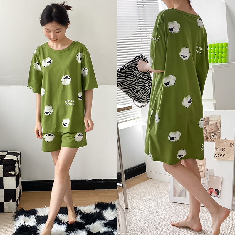 A类全棉针织棉家居服女睡衣睡裙