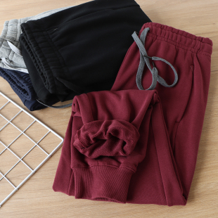 男基础拼接长裤 小脚水洗毛圈棉卫裤 春秋季 外贸日单全棉休闲运动裤