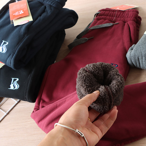 休闲长裤过冬外贸日单仿羊羔绒