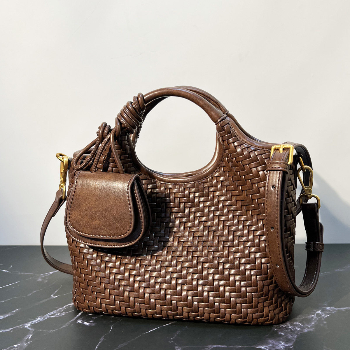 欧美复古纯手工编织子母包2025新款高级质感手提手腕单肩斜挎包秋