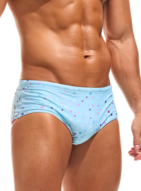 TADDLEE温泉沙滩专业训练男士波点印花三角泳裤速干抗氯游泳短裤