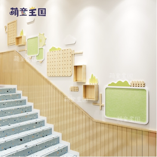 幼儿园环创自然简室内外走廊楼梯文化墙毛毡实木pvc 定制专属链接