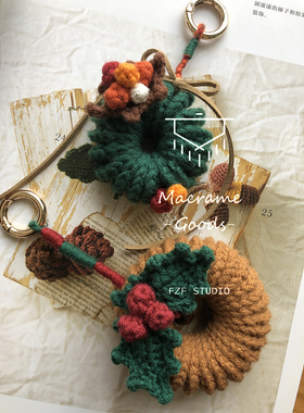 FZF原创纯手工DIY毛线钩织圣诞花环材料包套装自制平安夜礼物材料