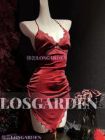 【 Belmod 】 Red velvet adjustable high slit to cover the lower abdomen and make one look slimmer sleeping dress thumbnail 7