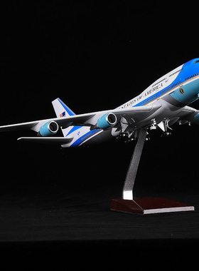 带轮子带灯仿真飞机模型1:150美国空军一号波音747民航客机摆件