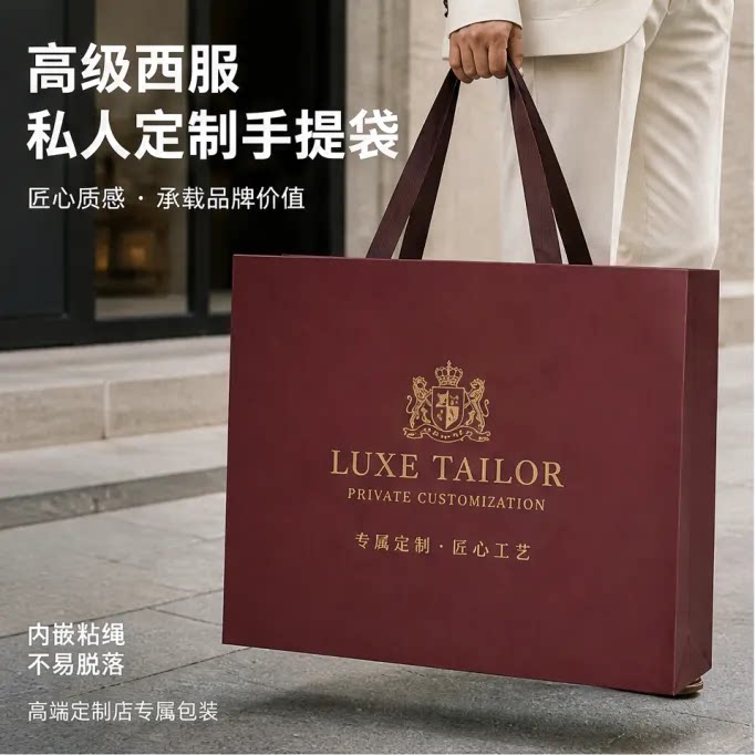 高端服装店手提袋私人定制西服礼品袋绅士男装购物袋包装袋X232