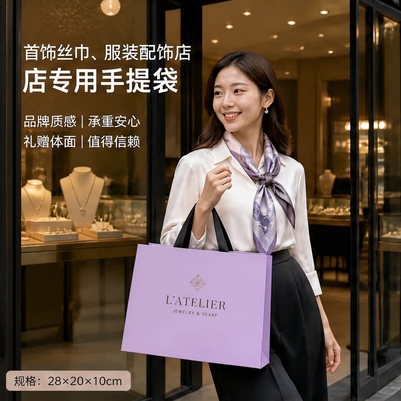 高级珠宝店手提袋纸袋定制logo黄金饰品钻石戒指礼品袋包装袋X188