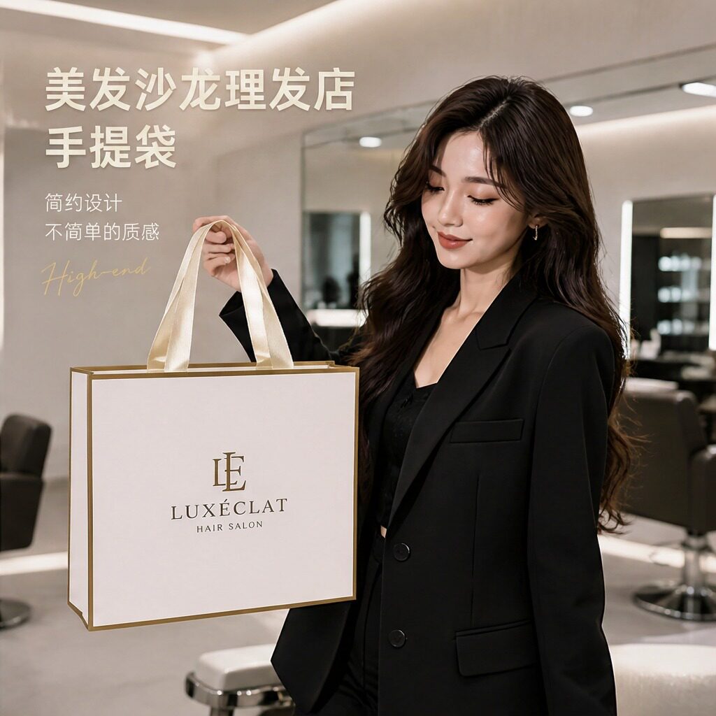 定制美发沙龙手提袋纸袋理发店礼品袋子印logo发胶发膜手拎袋X195