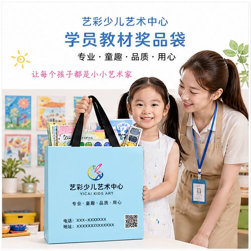 艺术培训机构手提袋学员奖品礼品袋教材书本包装袋纸袋定制X339