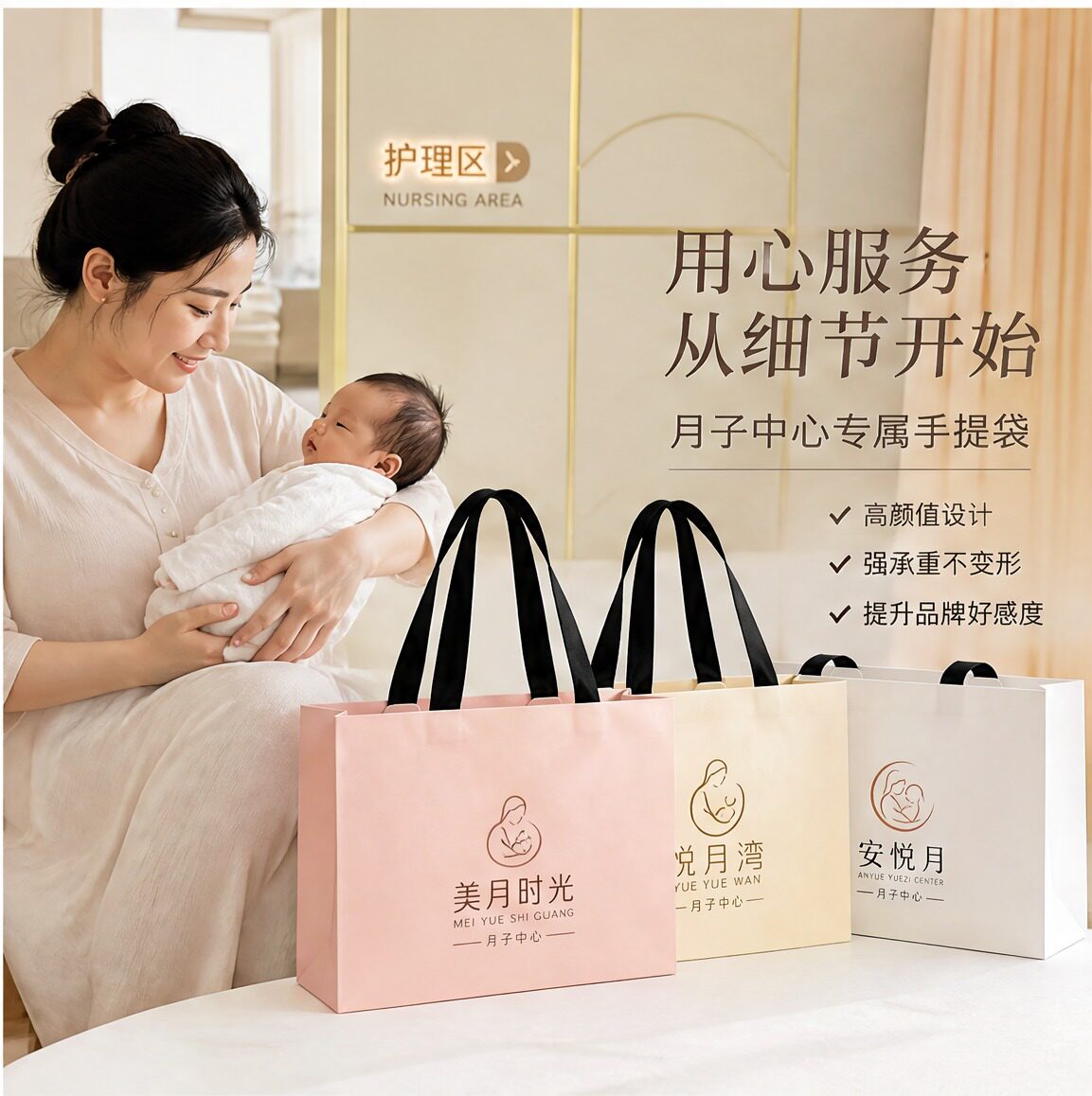 月子中心手提袋纸袋定制孕妇档案资料收纳袋子礼品袋伴手礼袋X164