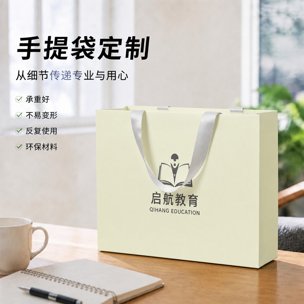 薄荷绿纸袋手提袋教培机构定制书画学习作品礼品袋高端印logoX152