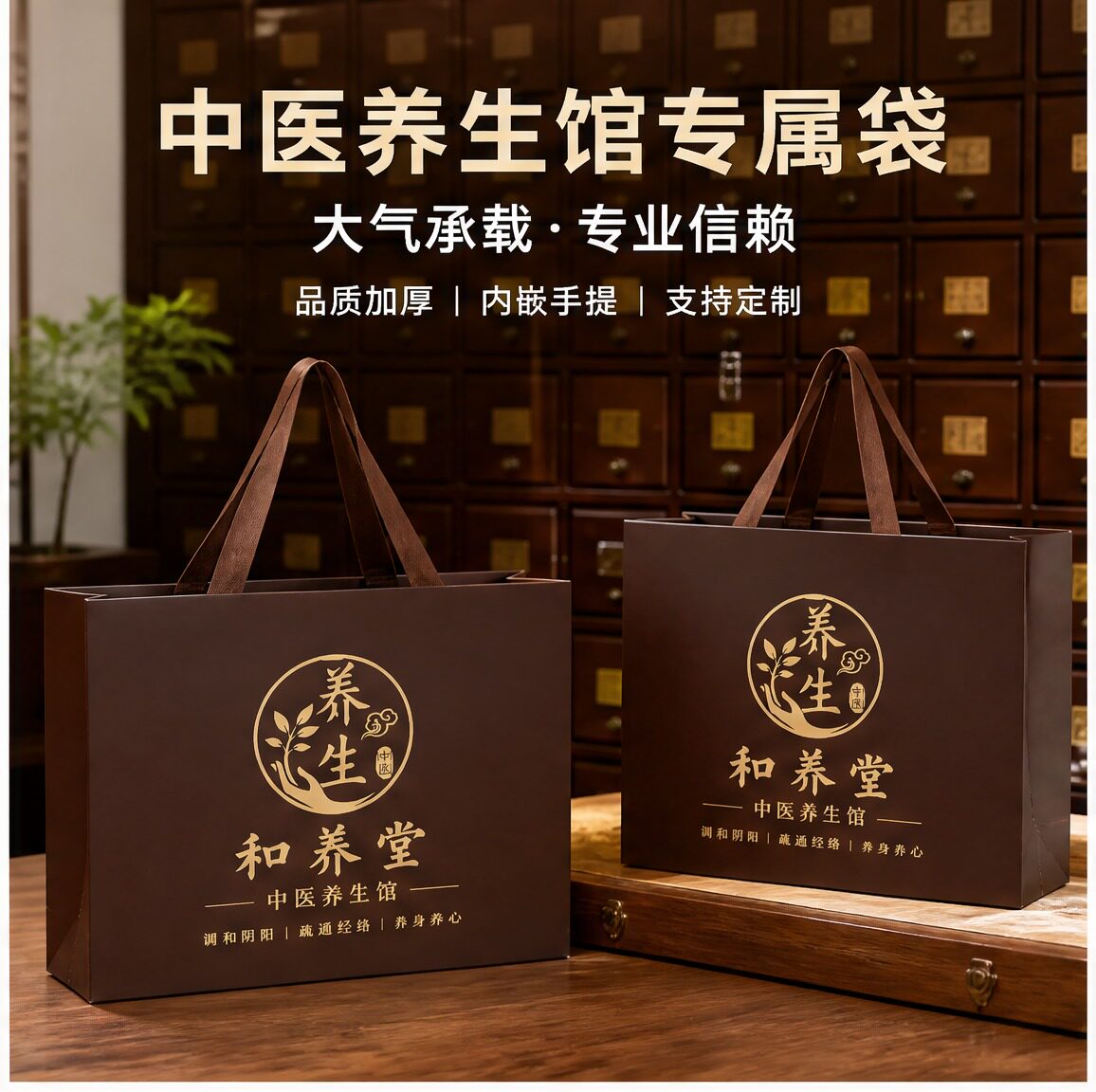 中医养生馆手提袋定制礼品袋加厚中药包装袋大容量打包袋子X179
