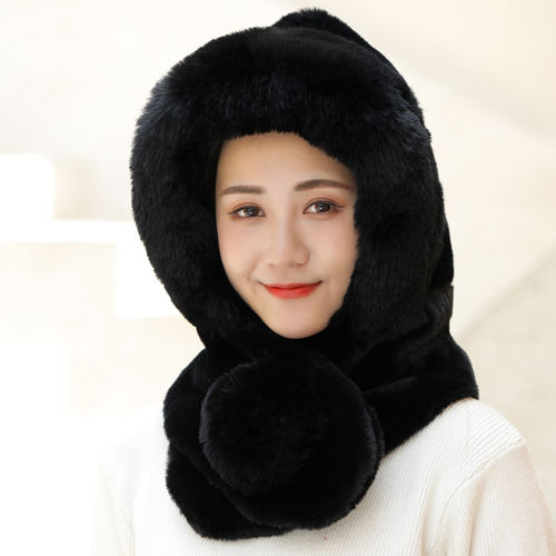 新款时尚雷锋帽围脖帽子一体