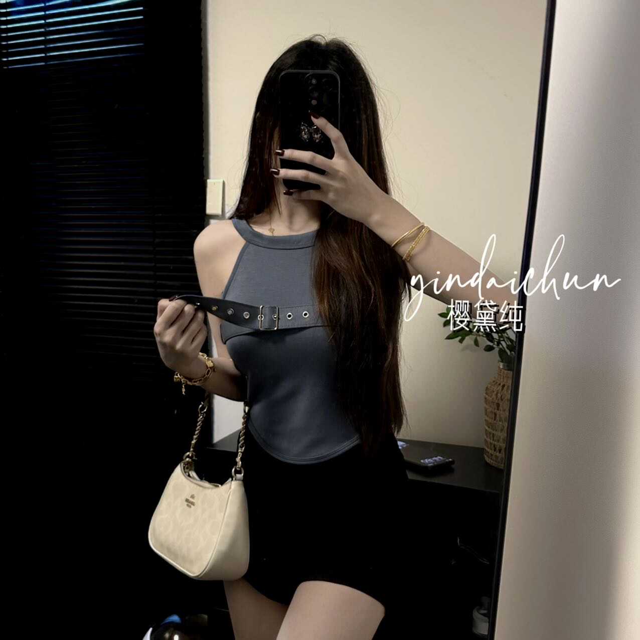 小领子可外穿春夏带胸垫背心甜酷