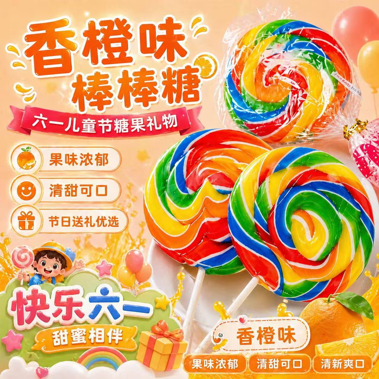 六一儿童节糖果礼物80g创意网红七彩棒棒糖送女友女生高颜值糖