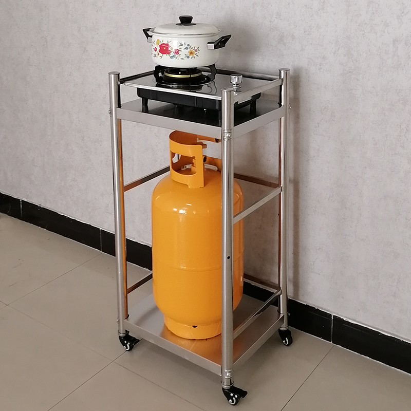 可移动液化气煤气罐专用置物架带轮燃气煤气灶台支架厨房不锈钢架