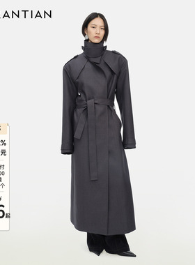 【YIRANTIAN】设计师冬款明星同款高立领廓形CIPHER长风衣外套