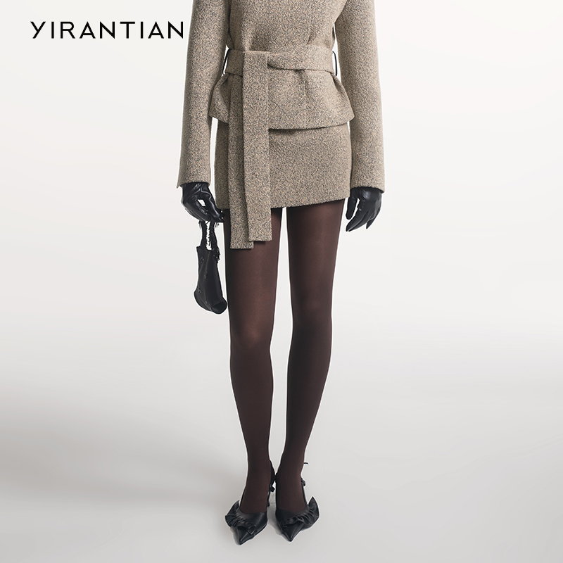 【YIRANTIAN】2025女春装新品简约优雅质感防走光毛呢短