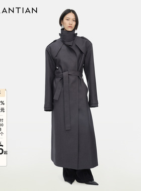 【YIRANTIAN】设计师冬款明星同款高立领廓形CIPHER长风衣外套