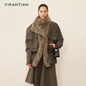 设计师冬款 YIRANTIAN 轻巧保暖毛领石墨烯夹棉夹克外套女