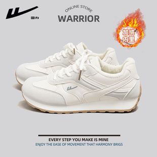 回力女鞋德训鞋2026春季爆款加绒保暖棉鞋皮面运动板鞋厚底小白鞋