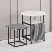 餐桌收纳上档次小户型家用饭桌客厅网红阳台休闲桌椅组合