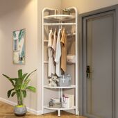 简易衣架转角衣帽架卧室落地收纳墙角多功能置物架家用三角挂衣架