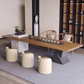 新中式 实木泡茶台茶桌椅组合现代简约轻奢岛台办公室家用客厅