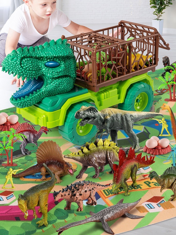 2022年网红小玩具男孩高超大号恐龙工程童玩具车套装益智挖机汽车