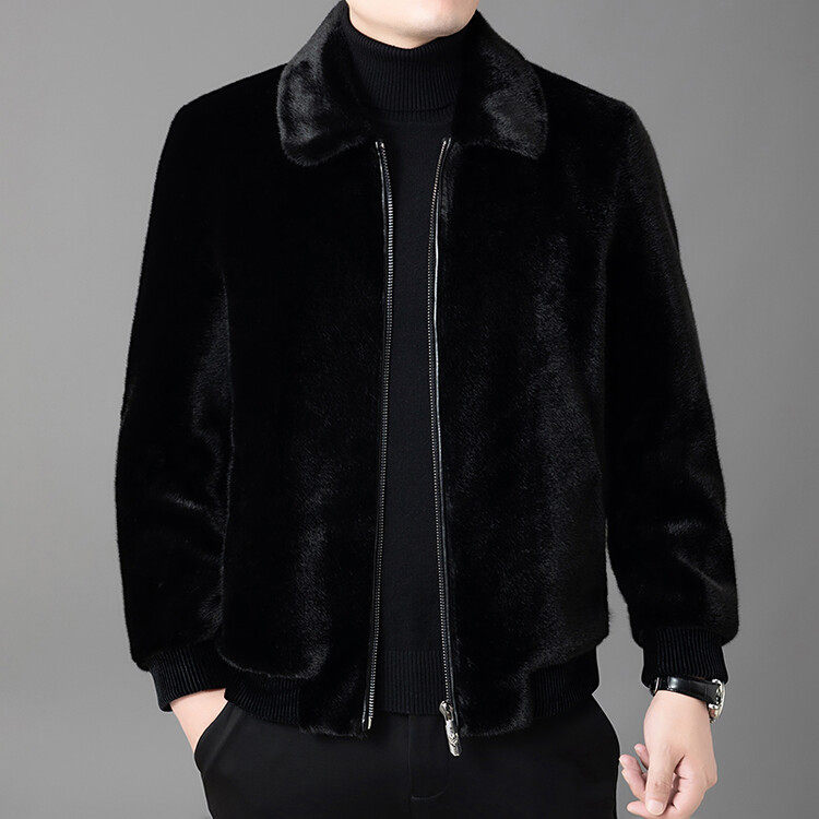恒源祥秋冬新款含绵羊皮黑色金水貂绒休闲短款夹克中青年男装保暖,男装,皮草,淘宝优惠券,粉丝福利购,淘宝优惠卷