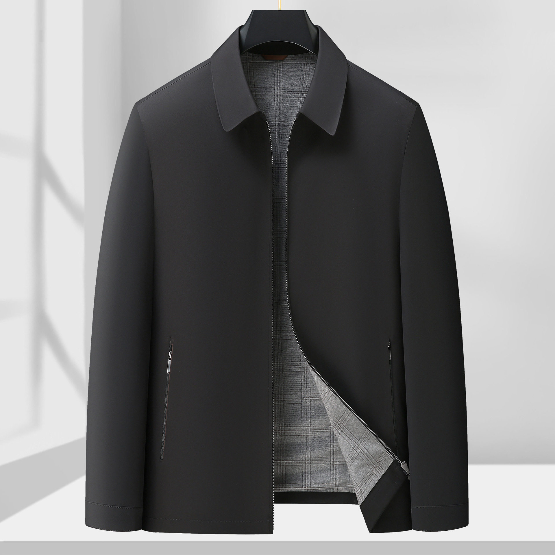 恒源祥2025春秋新品男加肥加大码商务休闲翻领中老年夹克纯色外套,男装,夹克,淘宝优惠券,粉丝福利购,淘宝优惠卷