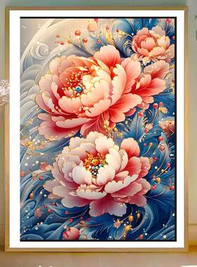 彩珠绣全珠绣花开富贵牡丹新款