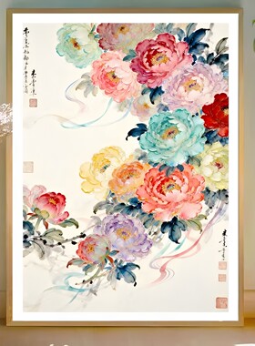 彩珠绣串珠绣国画牡丹花开富贵