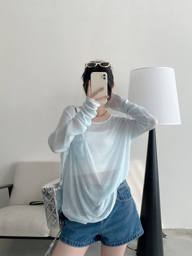 长袖T恤女夏季宽松防晒罩衫上衣