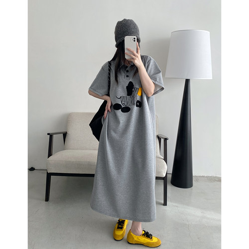 短袖连衣裙女夏季宽松显瘦长裙