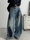 清仓价 阔腿裤 宽松休闲长裤 子秋款 薄款 灯笼裤 潮流宽松牛仔裤