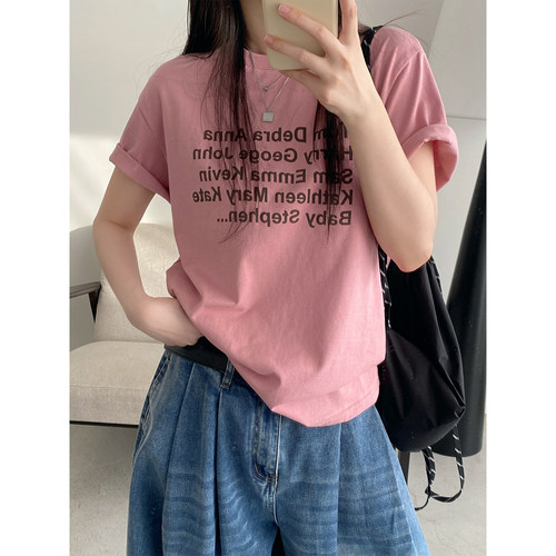 字母印花t恤春夏季宽松短袖上衣