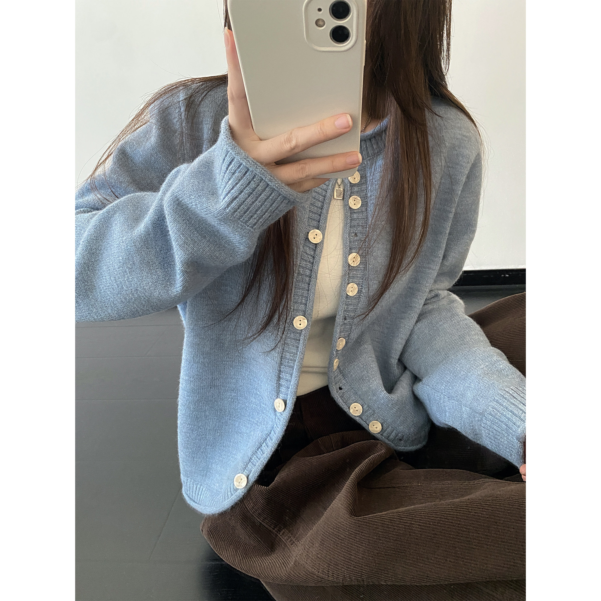 sun柚 亲肤羊毛针织开衫女春秋纯色复古慵懒风圆领毛衣短款外套,女装/女士精品,毛衣,淘宝优惠券,粉丝福利购,淘宝优惠卷