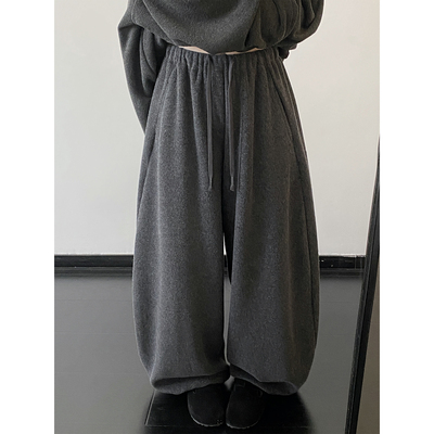 桑蚕丝绵羊毛松弛淡然慵懒懒裤
