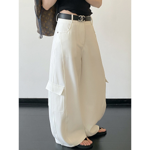 阔腿裤 sun柚 型显瘦口袋工装 &重工立体拼接设计好版 翘臀雅痞裤