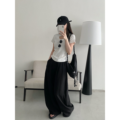 亚麻天丝西装裤长裤阔腿裤女夏