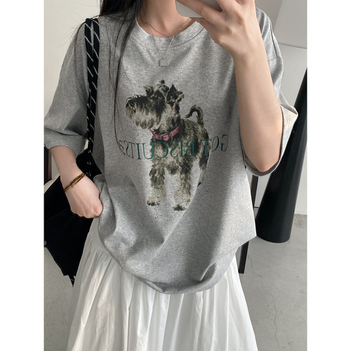 印花短袖T恤女夏季宽松卡通上衣