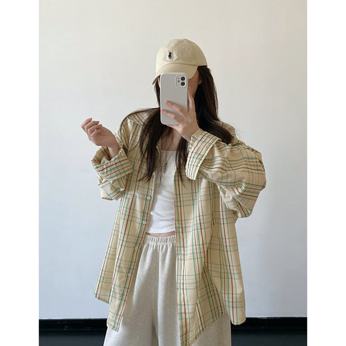 巨好看的宽松格子衬衫氛围感上衣