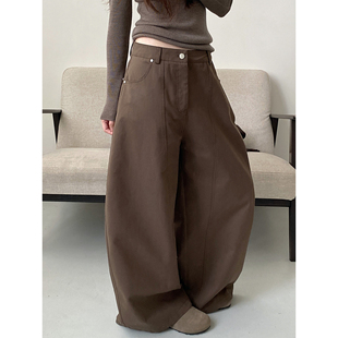 女显瘦百搭裤 宽松阔腿松弛感弯刀休闲长裤 子 高质感秋季 sun柚