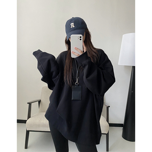 圆领宽松休闲有型百搭上衣廓形卫衣 秋冬季 sun柚 慵懒随性全棉时装