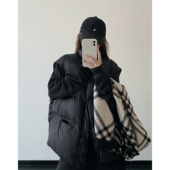 sun柚 双口袋珩缝90白鸭绒宽松立领马甲羽绒服百搭休闲保暖外套