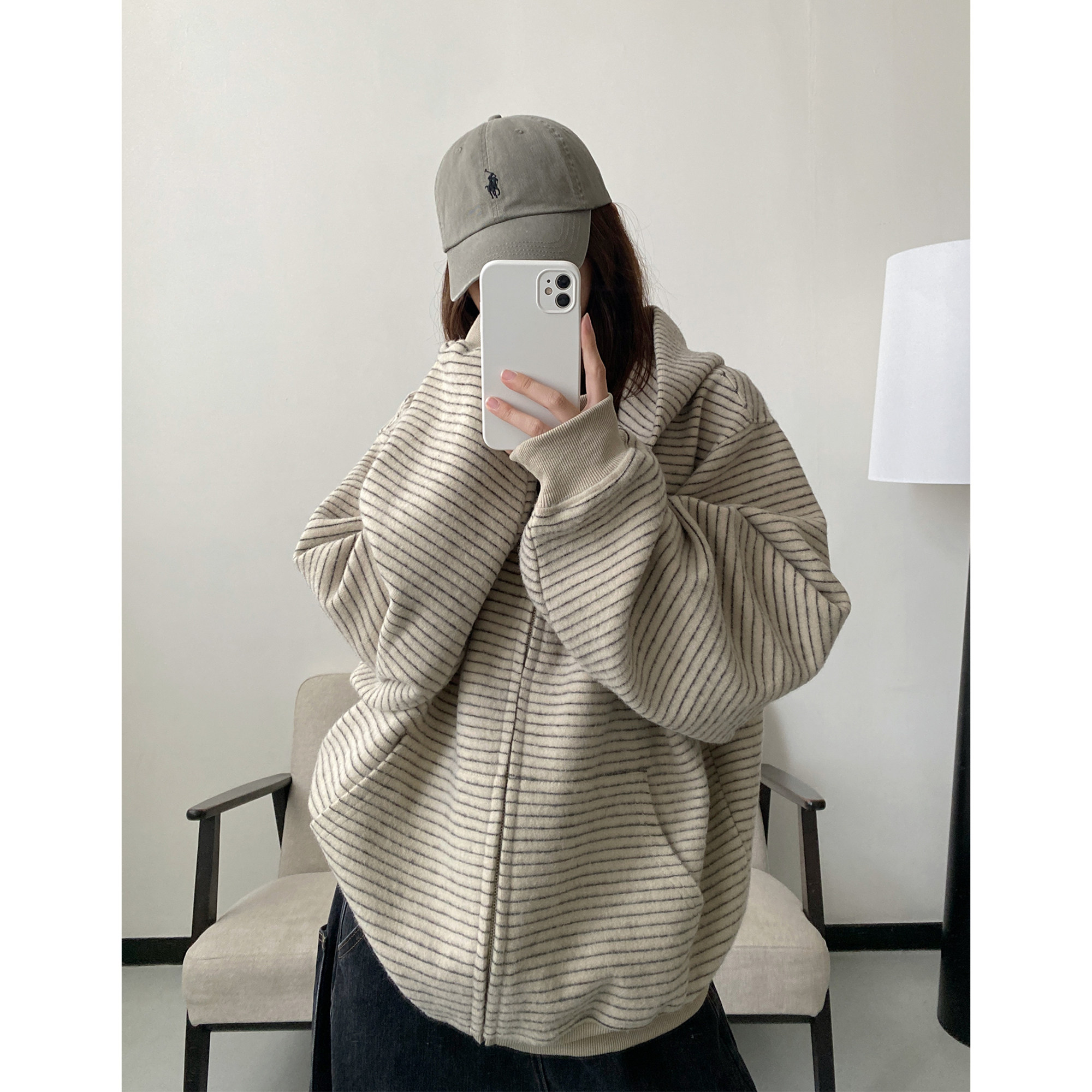 【清仓价】美式复古早秋新款条纹拉链开衫连帽卫衣男女情侣外套,女装/女士精品,卫衣/绒衫,淘宝优惠券,粉丝福利购,淘宝优惠卷