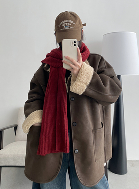 【清仓价】秋冬季上衣大码微胖AB面两面穿慵懒风加绒加厚外套宽松