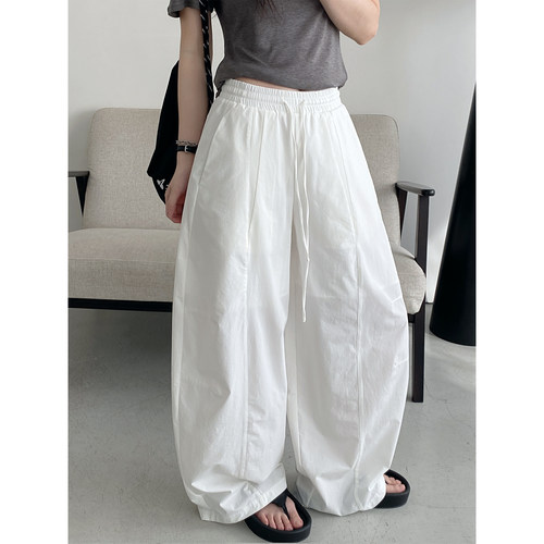 裤子女休闲裤夏阔腿宽松弯刀裤